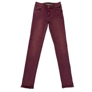 American Eagle Burgundy Hi-Rise Jeaggings Size 0 Regular